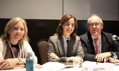 A photo of Emma Watson, her dad Chris Watson and the IBA's Sara Carnegie