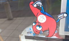 Paris , France - 01 14 2024 : paris 2024 Olympic Games mascot red characters gymnast