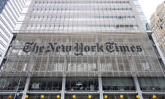 New York, NY, USA - July 5, 2022: Front view of the New York Times Building on the west side of Midtown Manhattan in New York City.
