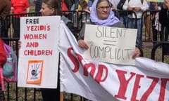 WASHINGTON, DC - MARCH 15, 2019: Dozens of Yezidis (Yazidis) living in the US demonstrate at the White House to draw attention to the ongoing genocide and abduction of Yezidis by ISIS (ISIL) in Iraq. See less
