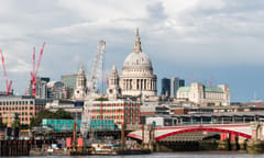 Panoramic View of London Skyline from River Thames during daytime
