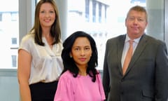 Formal photo of Chaya Hanoomanjee (centre) Alicia Theuma and Richard Healey