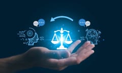 AI ethics or AI Law concept. Developing AI codes of ethics. Compliance, regulation, standard , business policy and responsibility for guarding against unintended bias in machine learning algorithms.
