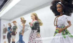 Montreal, QC / Canada - April 7 2019: collectible Barbie dolls by Mattel in national costumes and fantasy dresses in Barbie Expo, a doll exhibition in Cours Mont Royal in downtown.