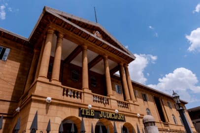 Nairobi, Kenya; October / 13/2010. Building of the Courts of Kenya, located in the square where the statue of the first president of Kenya is located, in the city of Nairobi, capital of Kenya, on the