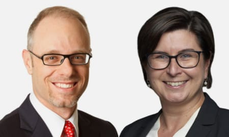 Headshots of Emmanuel Hadjidakis (left) and Eva-Maria Strobel