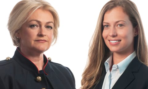 Portrait photographs of Jules Quinn (left) and Elysia-Elena Stellakis