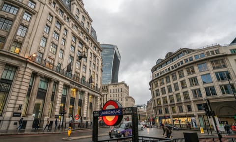 London - 2019: London Underground, Monument Station entrance, King Williams Street.