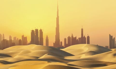 A view of Dubai from the sand dunes