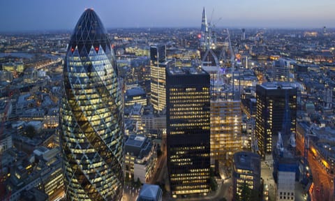 City of London skyline at sunset