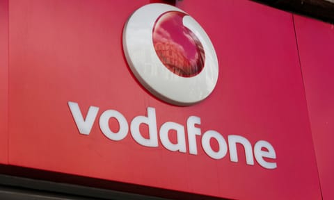 Vodafone telecoms store front on Oxford Street in central London.