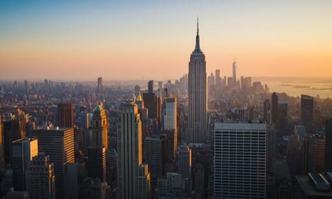 New York skyscrapers at sunset