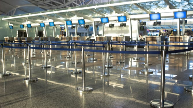 Photo of empty check-in desks