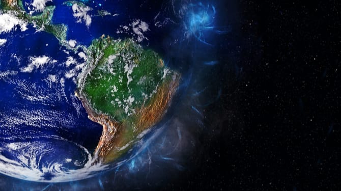 Photograph of Latin America from space