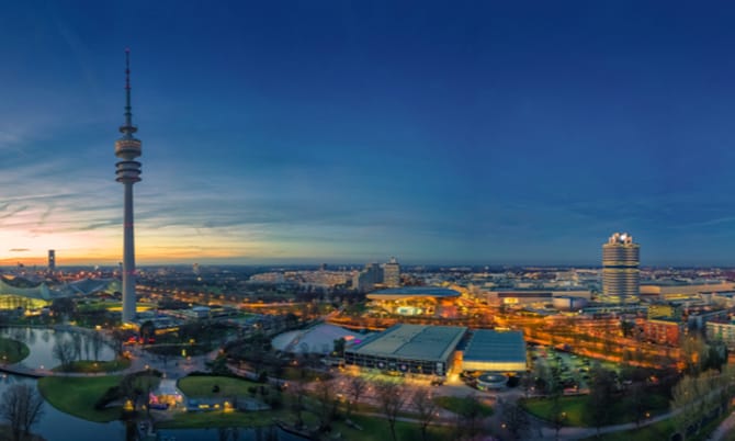 The impressive Skyline of the Bavarian capital Munich.