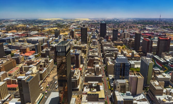 Johannesburg cityscape (west part) seen from the Carlton Center viewing deck